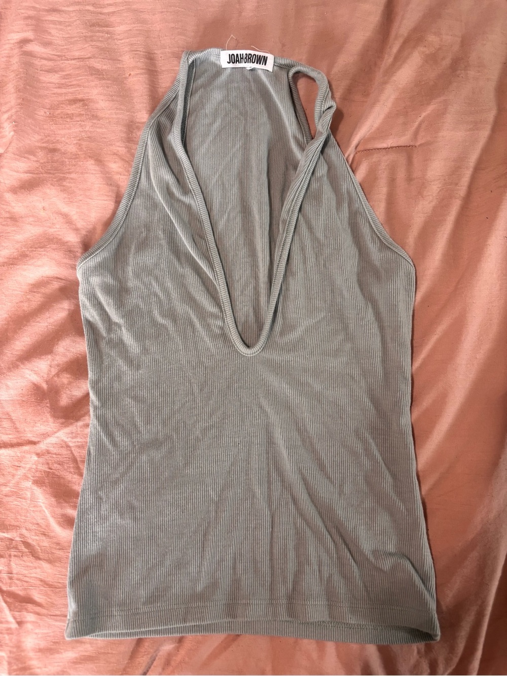 Joah Brown Sage Green Ribbed Tank Top